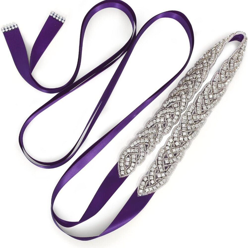 Bridal Belt Handmade Crystal Rhinestone Braided Wedding Dress Sash Belt For Brid